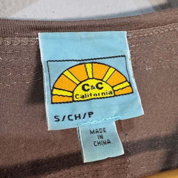 Brown C&C California Sequin Stripe Racerback Tank Size S EUC - Picture 6 of 6